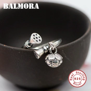 BALMORA Original Reale Argint 925 Inele Pentru Femei Lotus Deschide Inel Vintage, Inel Ziua Îndrăgostiților Bijuterii Cadou