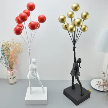 Balon Fata Statui Banksy Baloane care Zboară Fata de Arta Sculptura Rasina de Artizanat Casa Decor de Crăciun Cadou de Lux figurina