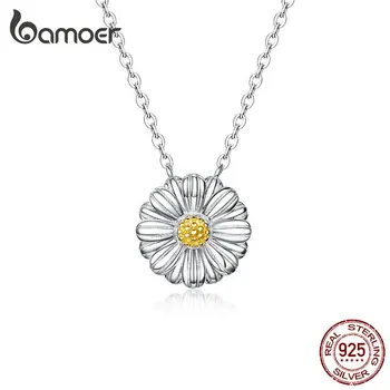 Bamoer Argint 925 Email Daisy Floare Neckalce Brățară, Inel și Cercei Stud pentru Femei de Argint Seturi de Bijuterii ZHS171