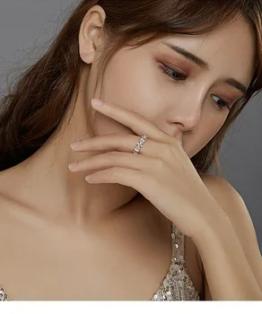 Bamoer S925 Argint Roz Cununa CZ Inele pentru Femei Logodna Nunta pe Deget Inelul de Bijuterii Statement SCR681
