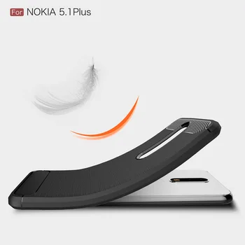 Bara de protecție Caz Pentru Nokia 5.1 Plus X5 Moale TPU Silicon Montat Capacul Nokia5.1 Plus Fibra De Carbon Telefon Rezistent La Socuri Cazuri Spate Funda