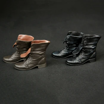 Barbat maro Negru High-top casual, Cizme PVC Pantofi Nu Gol 1/6 Interior Pentru 12
