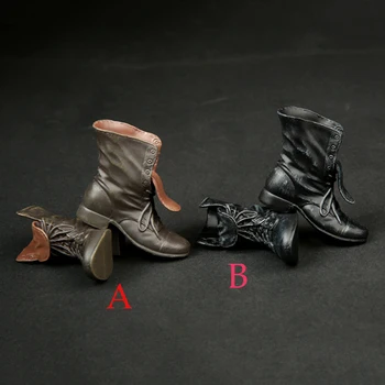 Barbat maro Negru High-top casual, Cizme PVC Pantofi Nu Gol 1/6 Interior Pentru 12
