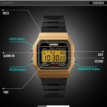 Barbati Ceasuri Sport Femei Numărătoarea inversă Ceas cu LED Alarm Chrono Ceasuri de mana Digitale Omul Ceas rezistent la apa 50M Relogio Masculino SKMEI