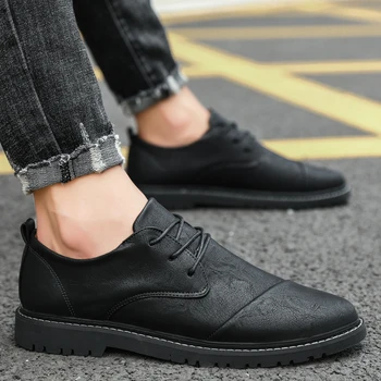Barbati din piele Pantofi dantela-up Oxfords black Casual Clasic Adidași Pentru bărbați moda in aer liber respirabil Încălțăminte Confortabilă