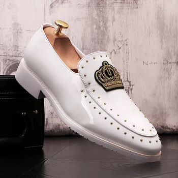Barbati din Piele Retro Rochie Formale Pantofi de Afaceri de Nunta Casual Respirabil alb + Rosu Oxfords Om Încălțăminte Apartamente