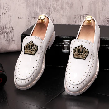 Barbati din Piele Retro Rochie Formale Pantofi de Afaceri de Nunta Casual Respirabil alb + Rosu Oxfords Om Încălțăminte Apartamente
