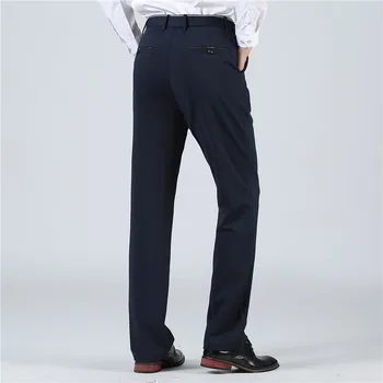 Barbati foarte mare pantaloni casual drept liber de talie mare și de înaltă elasticitate pantaloni costum de vârstă mijlocie non-fier de călcat pantaloni dimensiune 29-52
