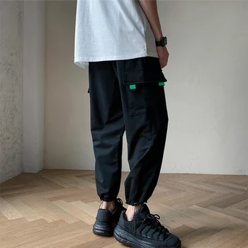 Barbati Pantaloni Casual Solid Joggeri Simplu Pantaloni Cargo Streetwear Toate-meci Buzunare Laterale Agrement Stil coreean Ulzzang Chic de Brand