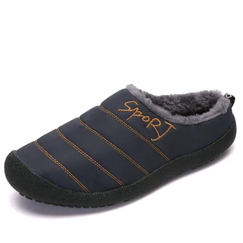 Barbati pantofi 2020 în aer liber Papuci barbati din piele de Memorie Spuma papuci de Interior pentru bărbați Non-Alunecare de Cald Iarna Casă Adult papuci de pluș