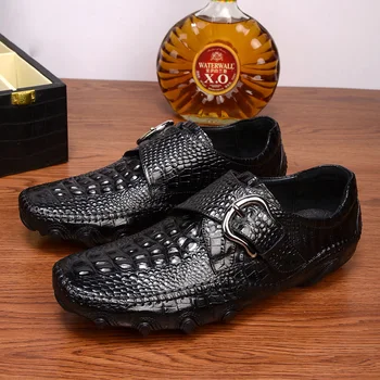 Barbati Pantofi Casual din Piele de Crocodil, model din piele loafes Bărbați Mocasini Bărbați Mocasini Casual Pantofi cu Barca Caracatiță Unic