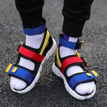 Barbati Pantofi De Vară De Înaltă Top Sandale Moda Barbati Sandale Gladiator În Aer Liber Sandale Casual Pantofi Pentru Bărbați Sandales Homme 2019 Diapozitive