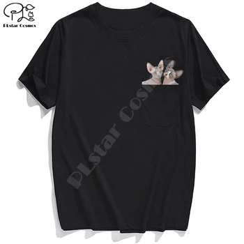 Barbati Tricou de Moda de Brand Nou de buzunar cat de Desene animate de imprimare t-shirt pentru bărbați tricouri Hip hop topuri amuzant Harajuku teuri Stil-1