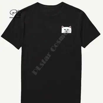 Barbati Tricou de Moda de Brand Nou de buzunar cat de Desene animate de imprimare t-shirt pentru bărbați tricouri Hip hop topuri amuzant Harajuku teuri Stil-1