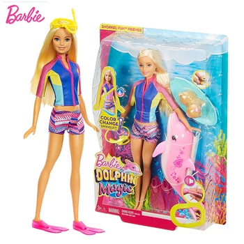 Barbie Originale Păpuși Scufundări Delfin Magic Aventura Jucărie pentru fete cu Haine si Accesorii Copii Boneca Păpuși pentru Copii