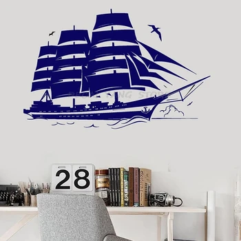 Barca Naviga Perete Decal Nava Yacht Ocean Marine Tematice, Baie, Camera Pentru Copii Decor Acasă De Vinil Autocolante Fereastră Rezistent La Apa Mural 1468
