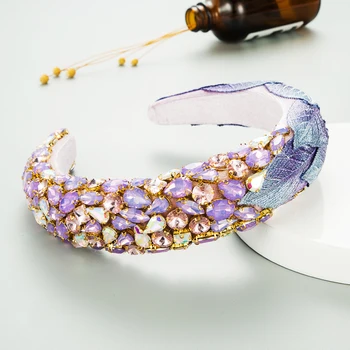 Baroc Geometrice Colorate Crystal Headband Femei Farmec Flanel Frunze de Burete Gros de Păr Trupa de Nunta pentru Femei Accesorii de Par