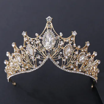 Baroc Handmade Margele de Cristal de Mireasa, Diademe, Coroane Stras Diademă Coroana Concurs pentru Mirese banda de Susținere Accesorii de Par de Nunta