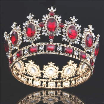 Baroc Mare Tiara Coroana Stras de Cristal Mare Diadema Mireasa Nunta bijuterii de Păr Diademe și Coroane ornamente de Păr Frizură
