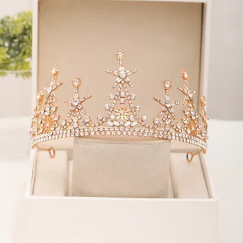 Baroc, Vintage De Culoare De Aur De Mireasa Diademe Și Coroane Pentru Petrecerea De Nunta Coroana Benzi De Flori De Cristal Diademele Caciulita Whosesale