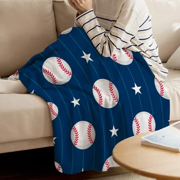 Baseball Stele Dungi Albastre Imprimate Pătură Flanel Moale Arunca Pătură Mașină de spălat Pături pentru Paturi Personalizate de Călătorie