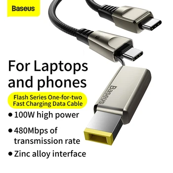 Baseus 100W USB C a DC Cablu de Alimentare USB-C la C Rotund/Pătrat de Alimentare DC Încărcător Rapid de Cablu pentru Laptop Tableta HUB Cablu de Date