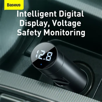 Baseus 18W Rapid Incarcator Auto Adaptor Transmițător FM Bluetooth Car Modulator Handsfree Receptor Audio Auto 18W 2 USB