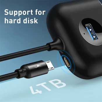 Baseus 4 în 1 HUB USB 3.0 Adaptor USB la USB2.0 HUB Pentru Flash Disk-Mouse-Tastatură de Calculator Cu Lampa USB-C Pentru USB3.0 HUB