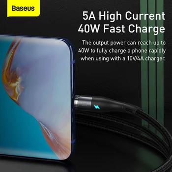 Baseus 5A Magnetic Cablu USB de Tip C C Magnet Cablu de încărcare Pentru Huawei P40 P30 Xiaomi mi 10 9 Samsung Încărcare Rapidă de Tip C Cablu
