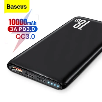 Baseus Quick Charge 3.0 Power Bank 10000mAh QC3.0 PD Tip C 10000 Powerbank Extern Portabil Încărcător de Baterie Pentru Xiaomi iPhone
