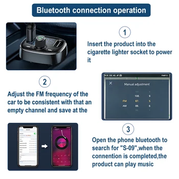 Baseus Transmițător FM Bluetooth Handsfree Car Kit Audio MP3 Player cu 3.4 Un Dual USB Încărcător Auto Modulator FM