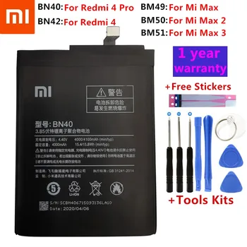 Bateria originala BN40 BN42 BM49 BM50 BM51 Pentru Xiaomi Redmi 4 Pro Prime 3G RAM 32G ROM Ediție Redrice 4 Redmi4 Km Max Max2 Max3