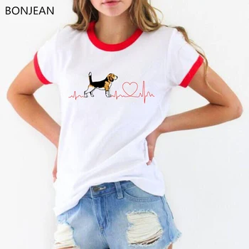 Beagle de dragoste EKG Funny T-Shirt femei harajuku kawaii topuri de Vara tricou femme Fată Drăguță Casual tricou femei tumblr tricou