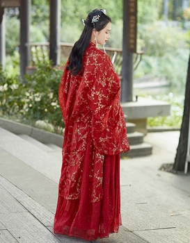 Beat de frumusete chineză Hanfu femei roșu hanfu rochie de zi cu zi student negru moderne hanfu chineză fusta de vara mare maneca costum hanfu