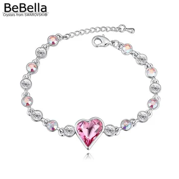 BeBella trendy inima de cristal farmec lanț bratara cu Cristale Swarovski de la pentru femei de moda jewlry cadou pentru fete