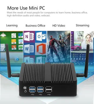BEBEPC Intel Core i3 4005U 4010Y i5 4200Y Mini PC DDR3L Windows 10 HDMI 8*USB WiFi Celeron 2955U PROCESOR Fanless Calcula TV BOX