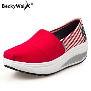 BeckyWalk de Primăvară Femei Mocasini Print Casual Confortabil Pantofi Plat pentru Femei Aluneca Pe Platforma Pantofi de Panza Femeie Adidași WSH2933