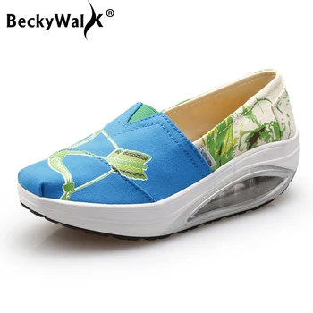 BeckyWalk de Primăvară Femei Pantofi de Panza Doamnelor Pantofi Casual Femei Platforma Adidasi Femei Liane Respirabil Pantofi de Mers pe jos WSH2931