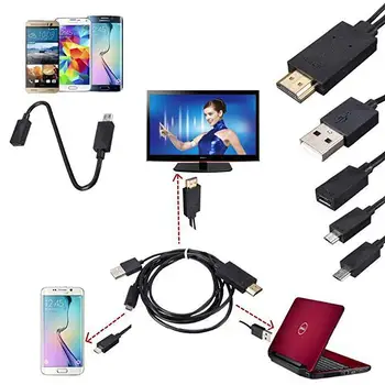 BEESCLOVER Micro USB MHL HD 1080P TV Cablu Adaptor 5 Pin & 11 Pin pentru Telefonul Android TV, PC, Laptop