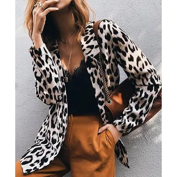 BEFORW 2019 Moda Femei Maneca Lunga Slim Fit Sacou Leopard Costum Doamnelor de Afaceri Formal Haină de Iarnă Sacou Lung