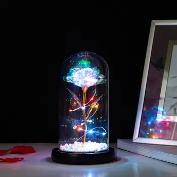 Behogar Artificiale a Crescut Intermitent cu Flori Zână Șir Led Lumină în Cupola de Sticlă de Acoperire pentru Ziua Îndrăgostiților Cadou de Nunta Decor