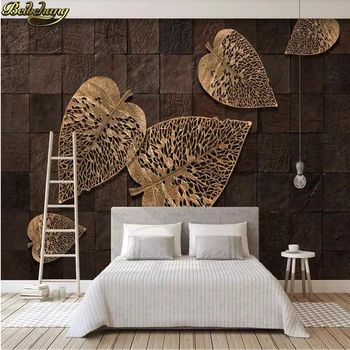 Beibehang foto Personalizat tapet mural minimalist modern, European retro trei-dimensional cereale lemn fundal frunze de aur