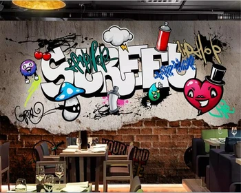 Beibehang papel de parede 3d tapet Retro graffiti stradă caramida tapet 3d bar, restaurant tapet papier peint murale 3d