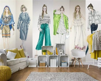 Beibehang Personalitate de moda clasice matasoasa papel de parede 3d tapet de mână de moda-frumusete pictat magazin de îmbrăcăminte pentru scule