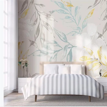 Beibehang Personalizate 3d tapet mural Nordic minimalist mână-pictat mici tropicale proaspete frunze de aur pe perete dormitor actele de pare