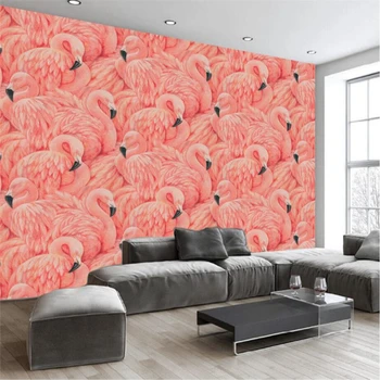Beibehang tapet Personalizat în stil European de mână-pictat flamingo casa de fundal de decor de perete pictura papel de parede