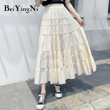 Beiyingni 2020 Mult Timp În Plus Dimensiune Femei Fusta Vintage Plisata Mozaic Talie Mare Gotic Fuste De Moda Coreeană Saias Midi Faldas