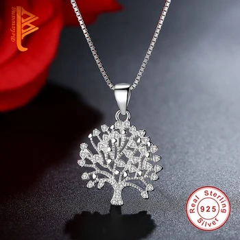 BELAWANG Noua Moda Pomul Vieții Colier Femei Argint 925 Copac Pandantiv Colier Bijuterii de Cristal Cadou de Crăciun
