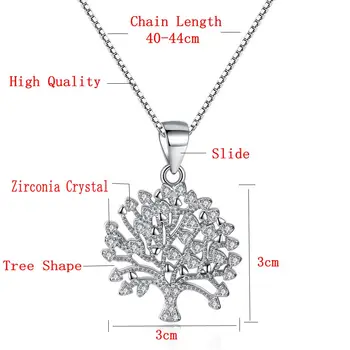 BELAWANG Noua Moda Pomul Vieții Colier Femei Argint 925 Copac Pandantiv Colier Bijuterii de Cristal Cadou de Crăciun