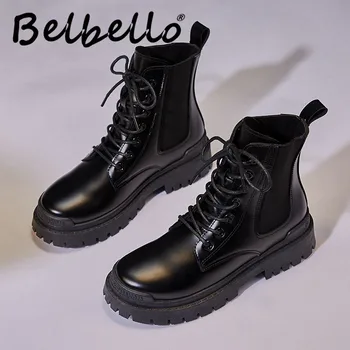 Belbello Toamna anului Nou stil Versatil moda Martin boot Maetin cizme Britanic mediu țeavă Chelsea conducta de cizme de fata student cizme